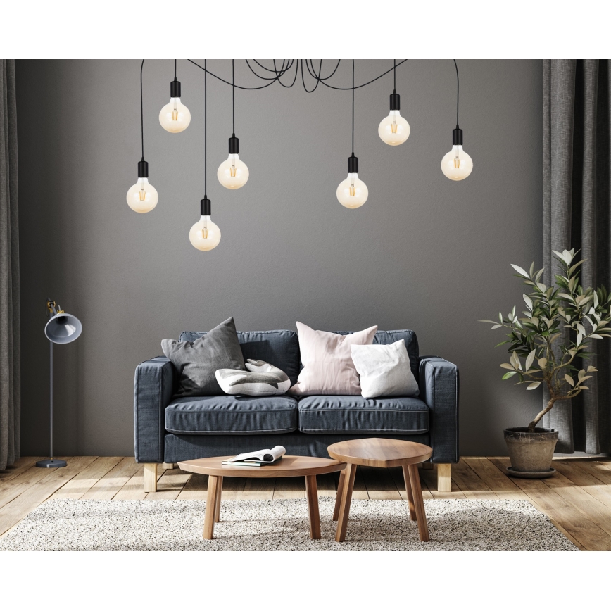 Lühter MIROS 7xE27/60W/230V ämblik must
