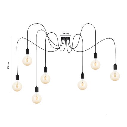 Lühter MIROS 7xE27/60W/230V ämblik must