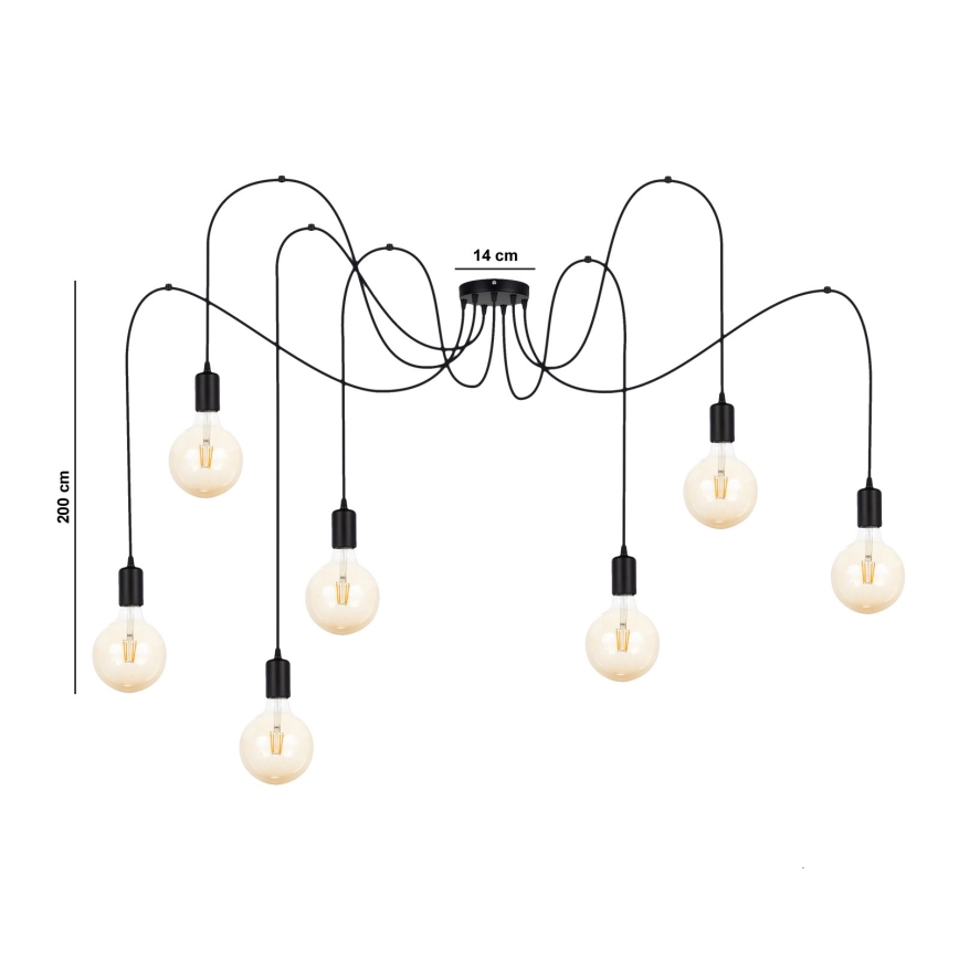 Lühter MIROS 7xE27/60W/230V ämblik must