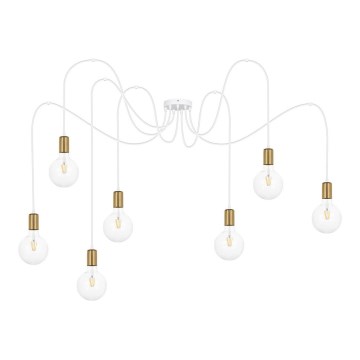 Lühter MIROS 7xE27/60W/230V ämblik valge/kuldne