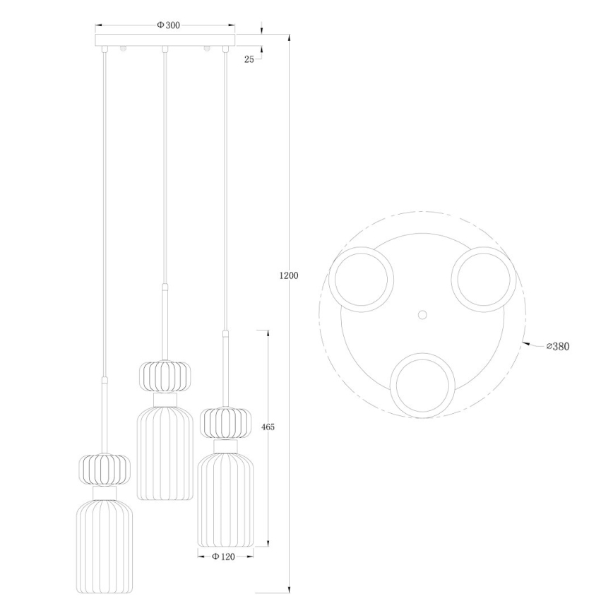 Lühter MOLLY 3xE14/40W/230V d. 38 cm värviline