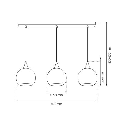 Lühter MONTE 3xE27/60W/230V d. 20 cm matt kroom