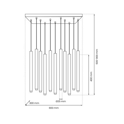 Lühter MONZA 11xG9/8W/230V must/kuldne