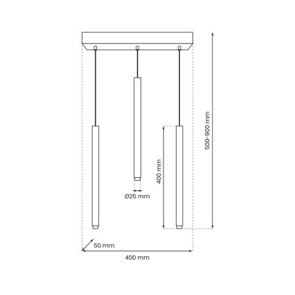 Lühter MONZA 3xG9/8W/230V must/kuldne