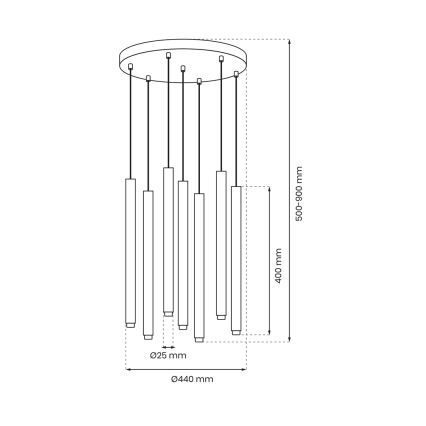 Lühter MONZA 7xG9/8W/230V must/kuldne