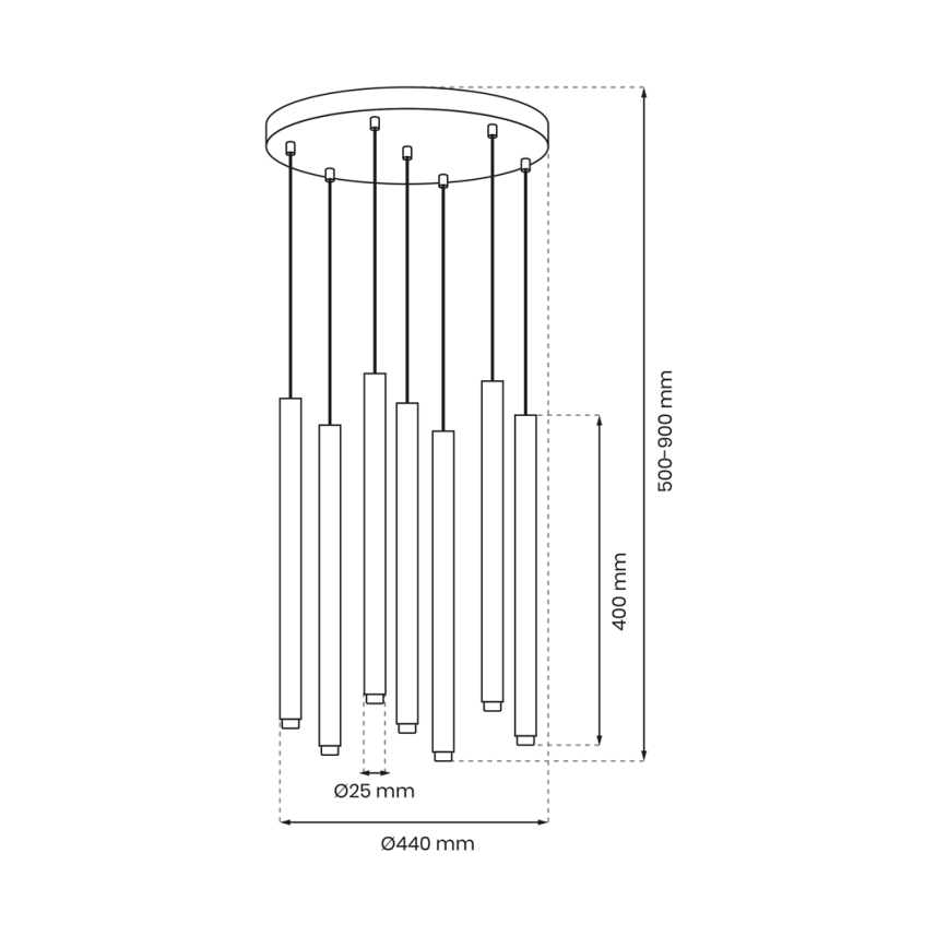 Lühter MONZA 7xG9/8W/230V must/kuldne