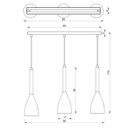 Lühter MUZA 3xE27/60W/230V