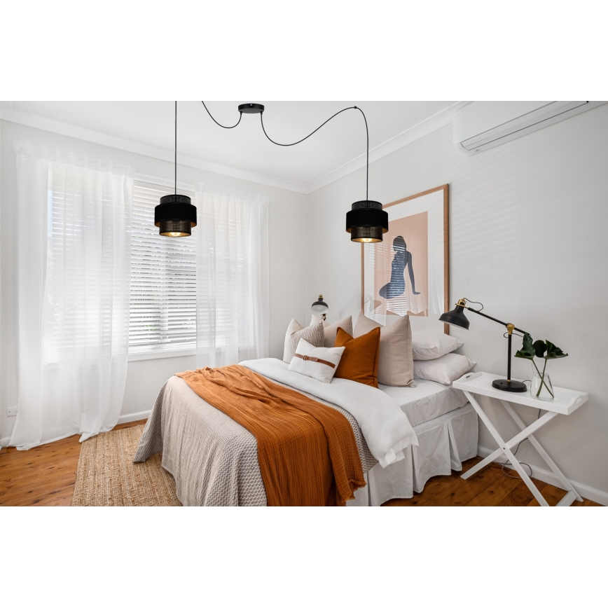 Lühter NESS 2xE27/60W/230V ämblik must