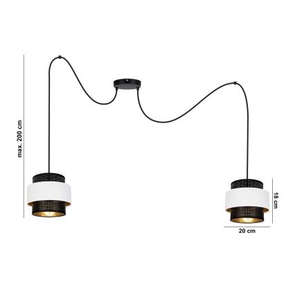 Lühter NESS 2xE27/60W/230V ämblik must/valge