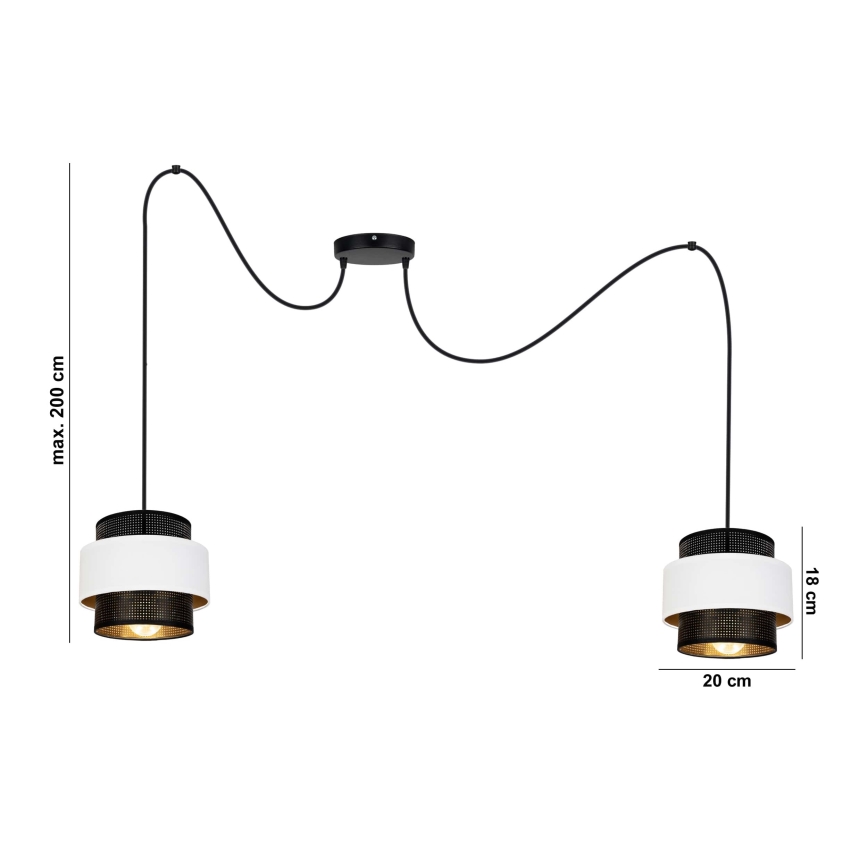 Lühter NESS 2xE27/60W/230V ämblik must/valge