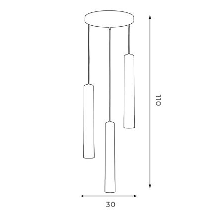 Lühter NEST 3xGU10/8W/230V must/kuldne, ümmargune