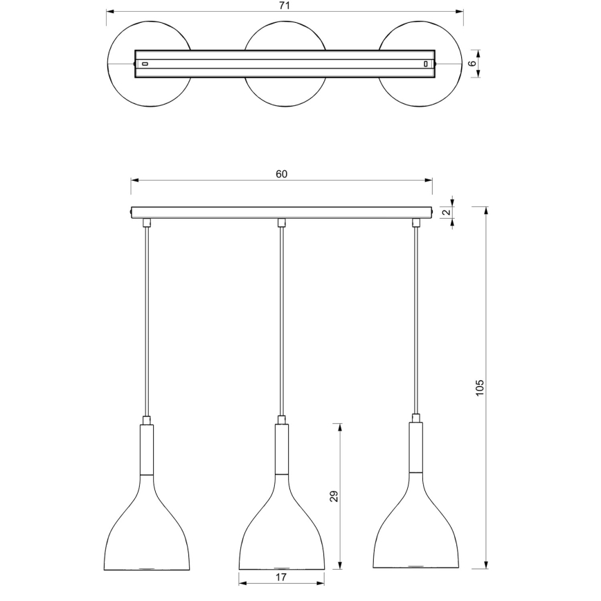 Lühter NOAK 3xE27/15W/230V must/läikiv kroom