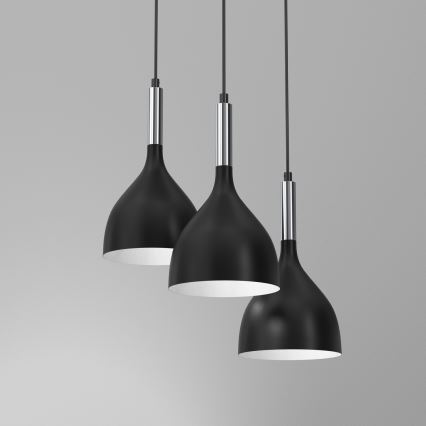 Lühter NOAK 3xE27/15W/230V must/läikiv kroom