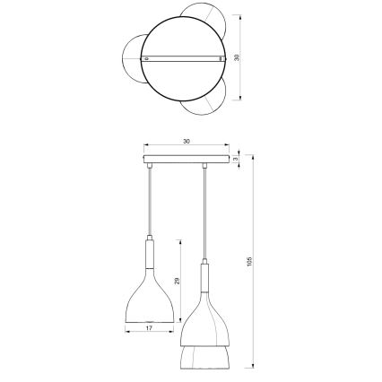 Lühter NOAK 3xE27/15W/230V must/läikiv kroom