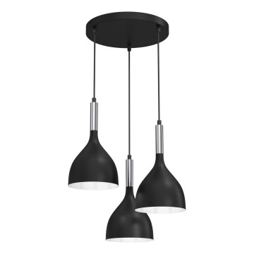 Lühter NOAK 3xE27/15W/230V must/läikiv kroom