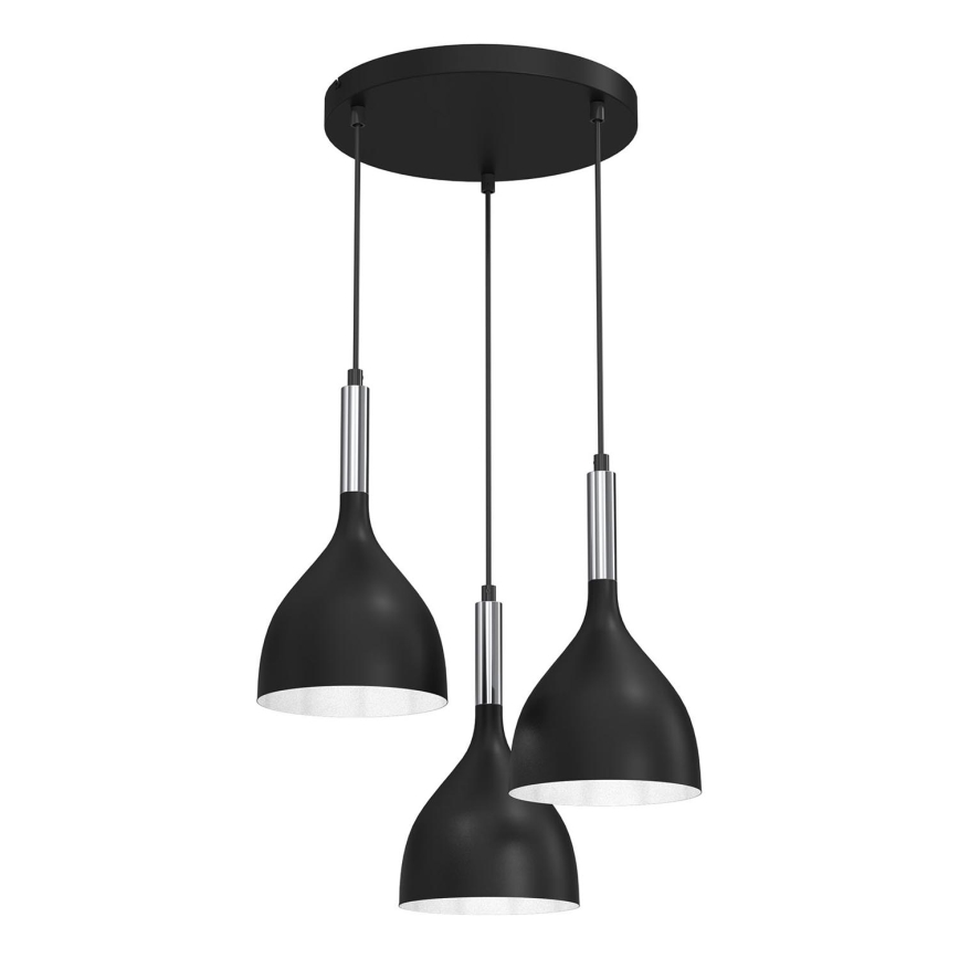 Lühter NOAK 3xE27/15W/230V must/läikiv kroom