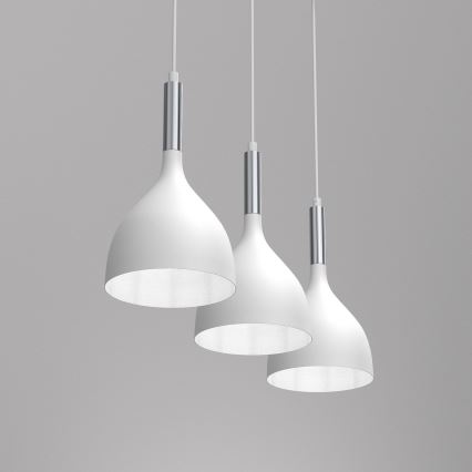 Lühter NOAK 3xE27/15W/230V valge/läikiv kroom