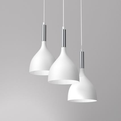 Lühter NOAK 3xE27/15W/230V valge/läikiv kroom