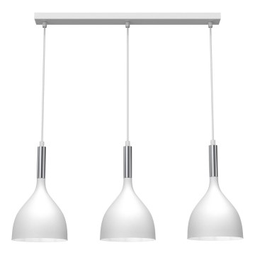 Lühter NOAK 3xE27/15W/230V valge/läikiv kroom