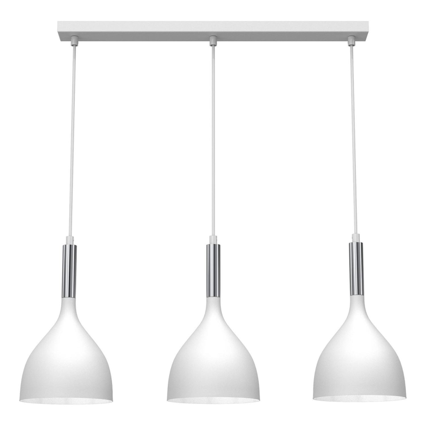 Lühter NOAK 3xE27/15W/230V valge/läikiv kroom