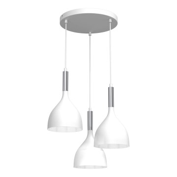 Lühter NOAK 3xE27/15W/230V valge/läikiv kroom