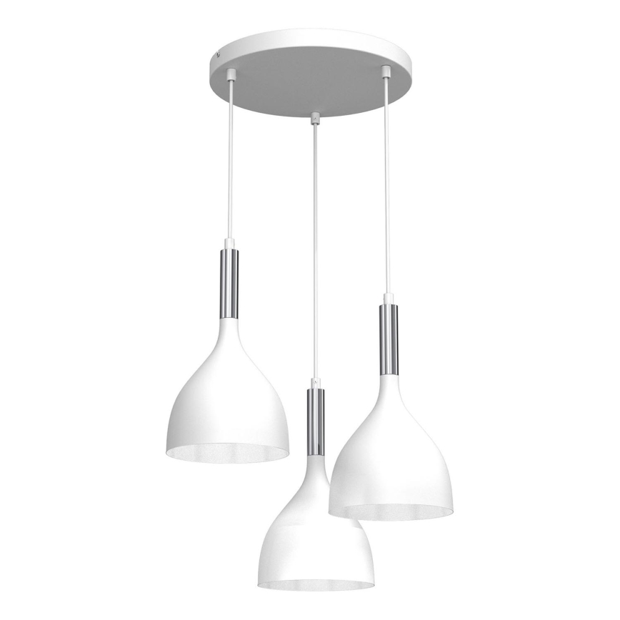 Lühter NOAK 3xE27/15W/230V valge/läikiv kroom