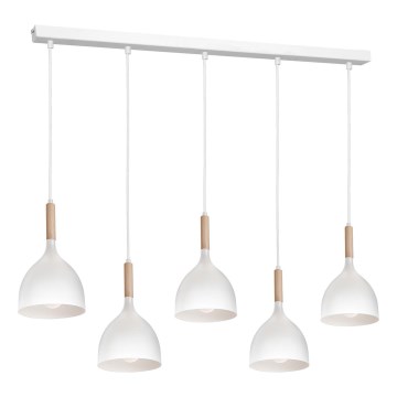 Lühter NOAK 5xE27/15W/230V valge/pöök