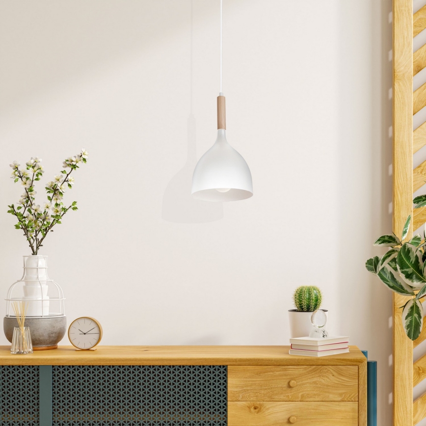 Lühter NOAK WOOD 1xE27/15W/230V valge/pöök