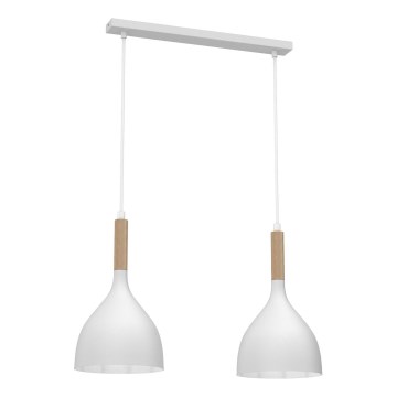 Lühter NOAK WOOD 2xE27/15W/230V valge/pöök