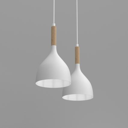 Lühter NOAK WOOD 2xE27/15W/230V valge/pöök