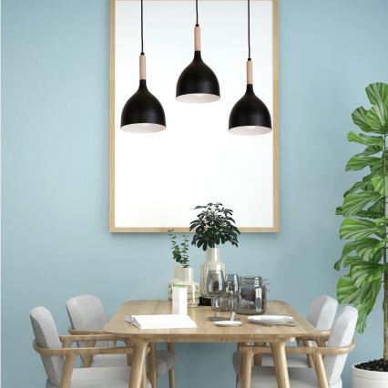 Lühter NOAK WOOD 3xE27/15W/230V must/pöök