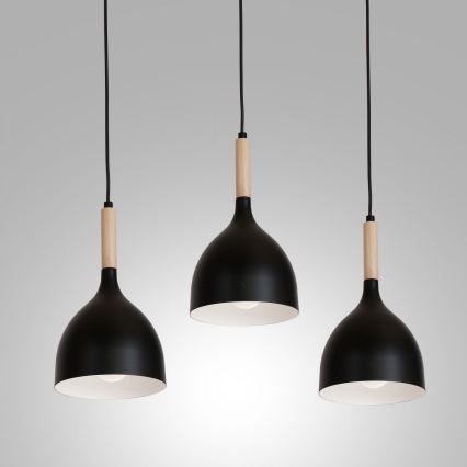Lühter NOAK WOOD 3xE27/15W/230V must/pöök