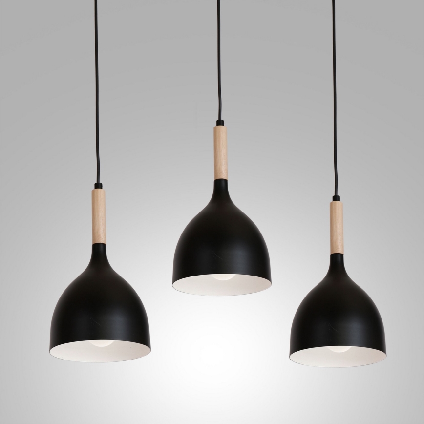 Lühter NOAK WOOD 3xE27/15W/230V must/pöök