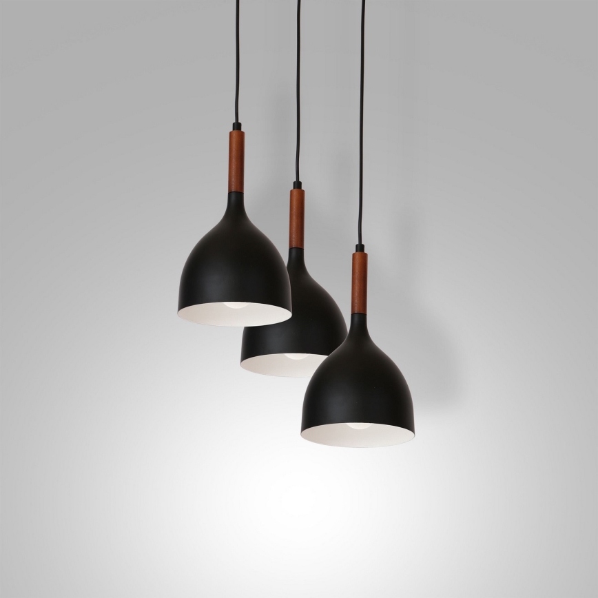 Lühter NOAK WOOD 3xE27/15W/230V must/pöök