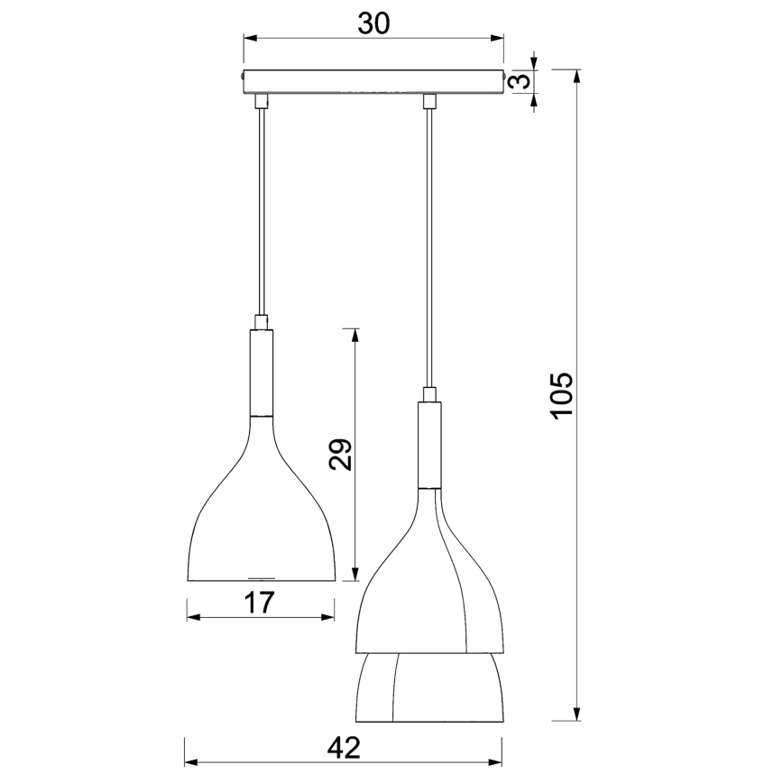 Lühter NOAK WOOD 3xE27/15W/230V must/pöök