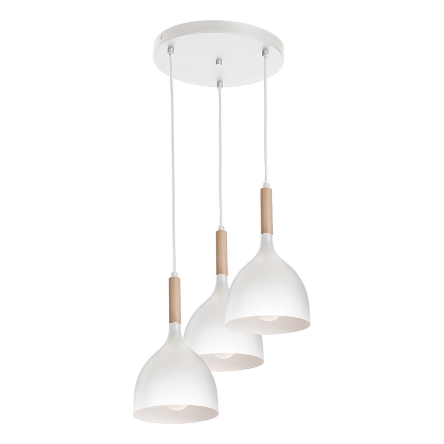 Lühter NOAK WOOD 3xE27/15W/230V valge/pöök