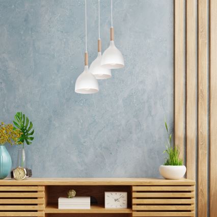 Lühter NOAK WOOD 3xE27/15W/230V valge/pöök