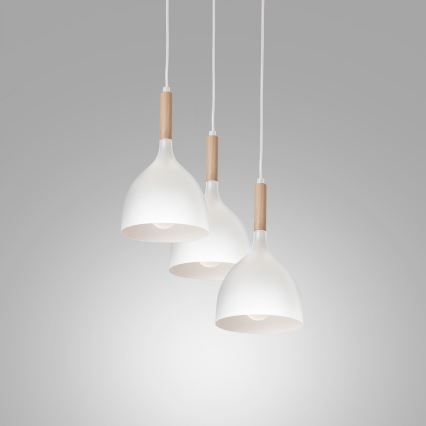 Lühter NOAK WOOD 3xE27/15W/230V valge/pöök