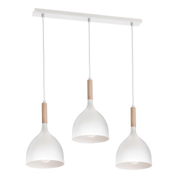 Lühter NOAK WOOD 3xE27/15W/230V valge/pöök