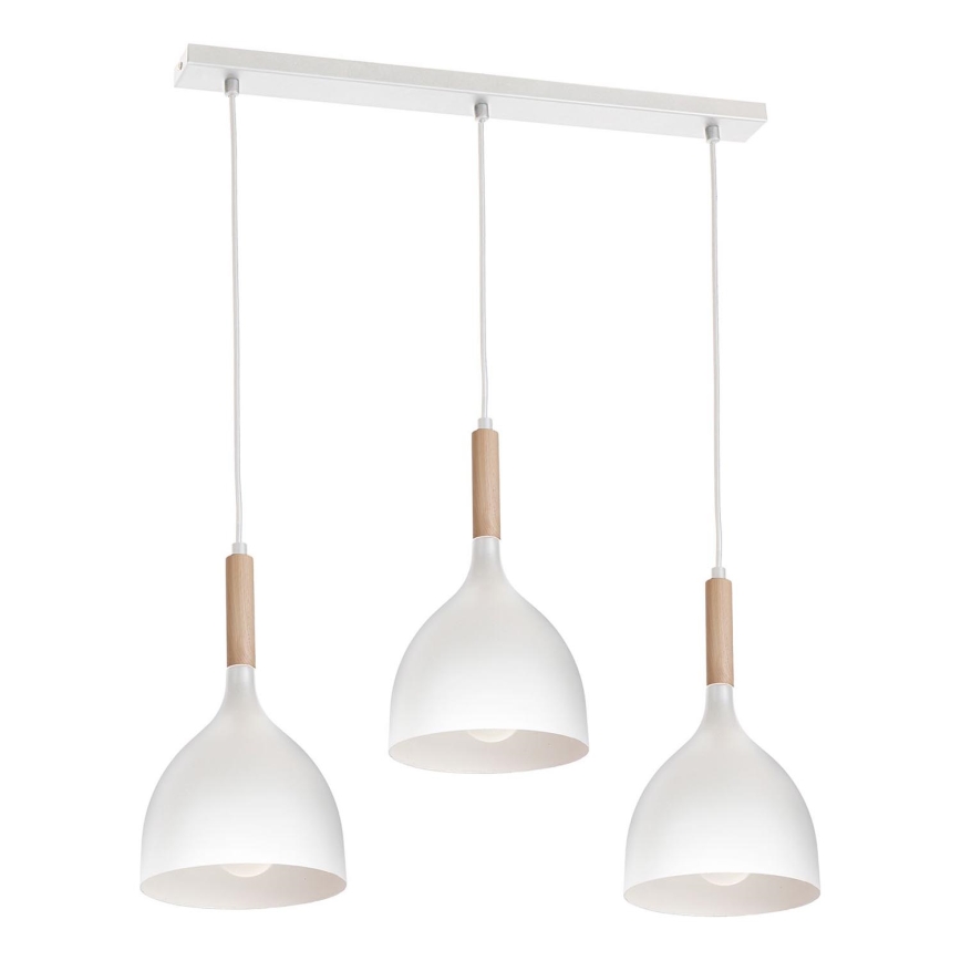 Lühter NOAK WOOD 3xE27/15W/230V valge/pöök