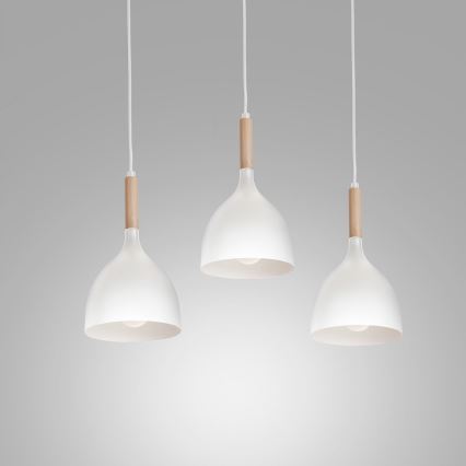 Lühter NOAK WOOD 3xE27/15W/230V valge/pöök
