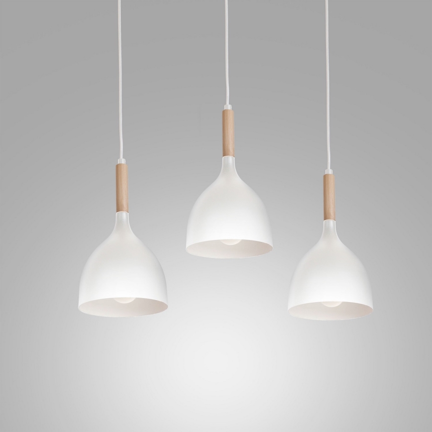 Lühter NOAK WOOD 3xE27/15W/230V valge/pöök