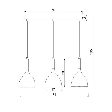 Lühter NOAK WOOD 3xE27/15W/230V valge/pöök