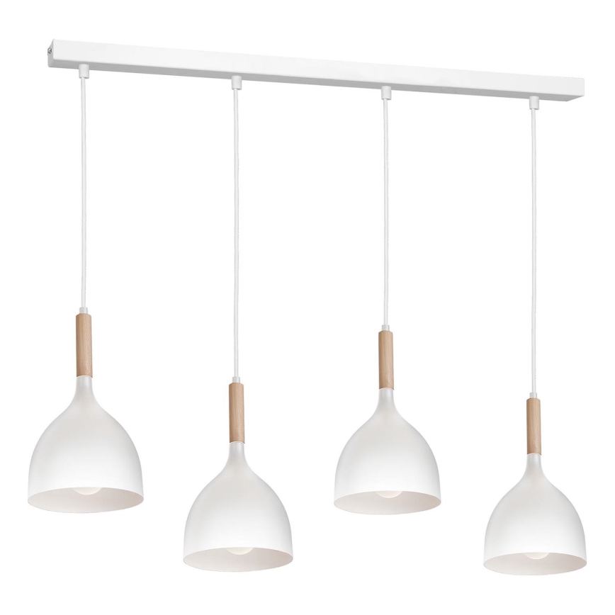 Lühter NOAK WOOD 4xE27/15W/230V valge/pöök