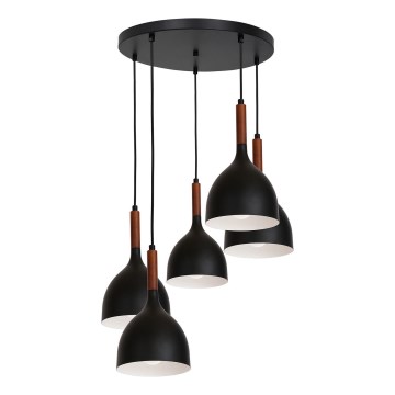Lühter NOAK WOOD 5xE27/15W/230V must/pöök