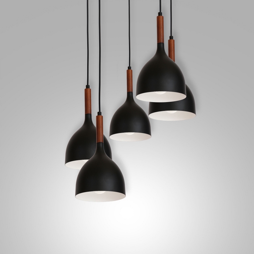 Lühter NOAK WOOD 5xE27/15W/230V must/pöök