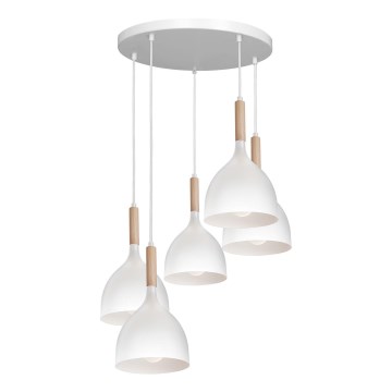 Lühter NOAK WOOD 5xE27/15W/230V valge/pöök