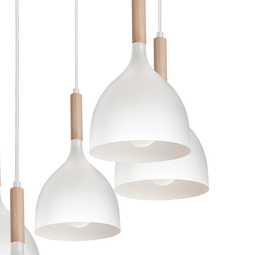 Lühter NOAK WOOD 5xE27/15W/230V valge/pöök