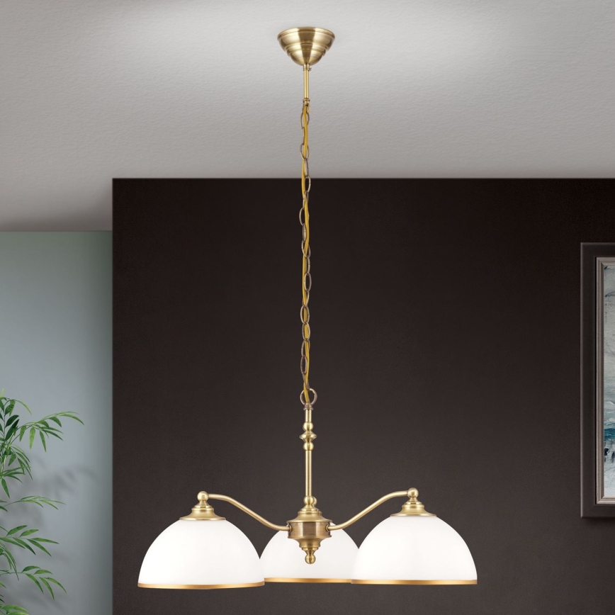 Lühter OLD LAMP 3xE27/40W/230V d. 65 cm valge/messing