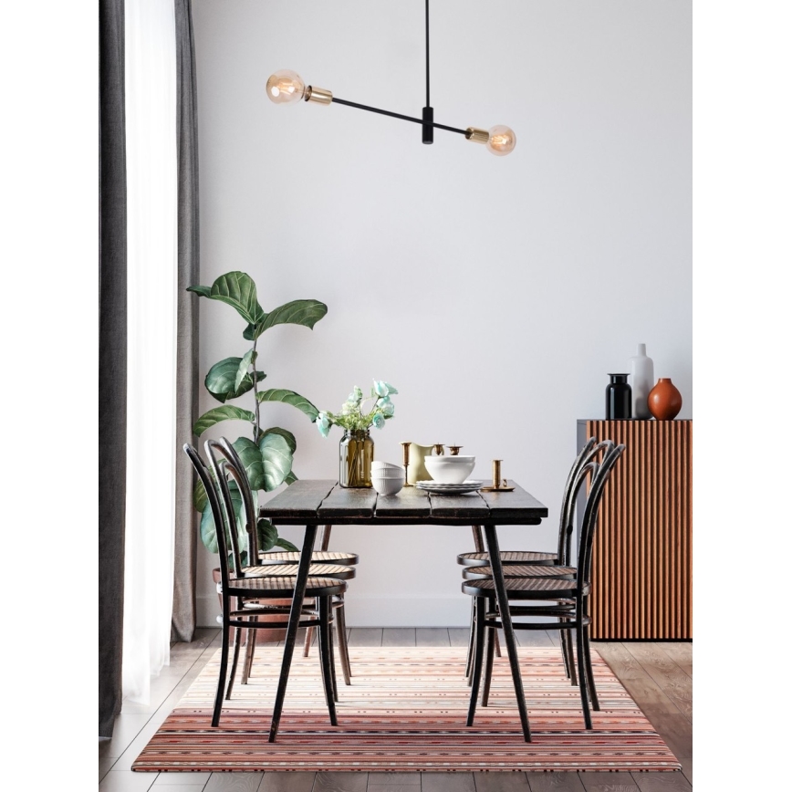 Lühter ONYX 2xE27/60W/230V must/kuldne